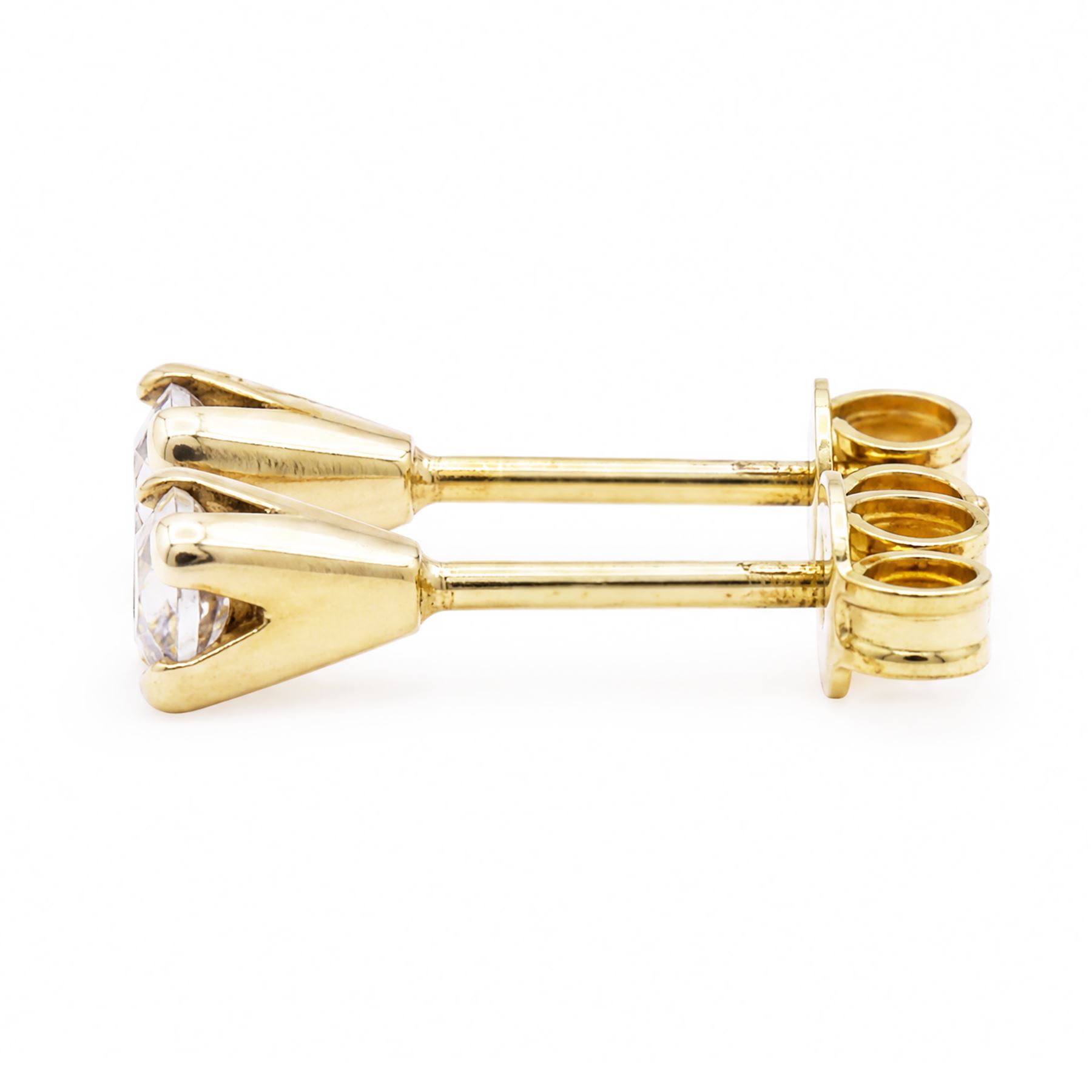 Pair of 9ct gold lab diamond stud earrings, hallmarked, total diamond weight approx 0.50 carat