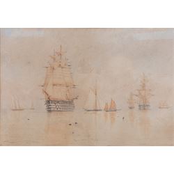 William Frederick Settle (Hull 1821-1897): Shipping on Serene Waters, watercolour signed w...