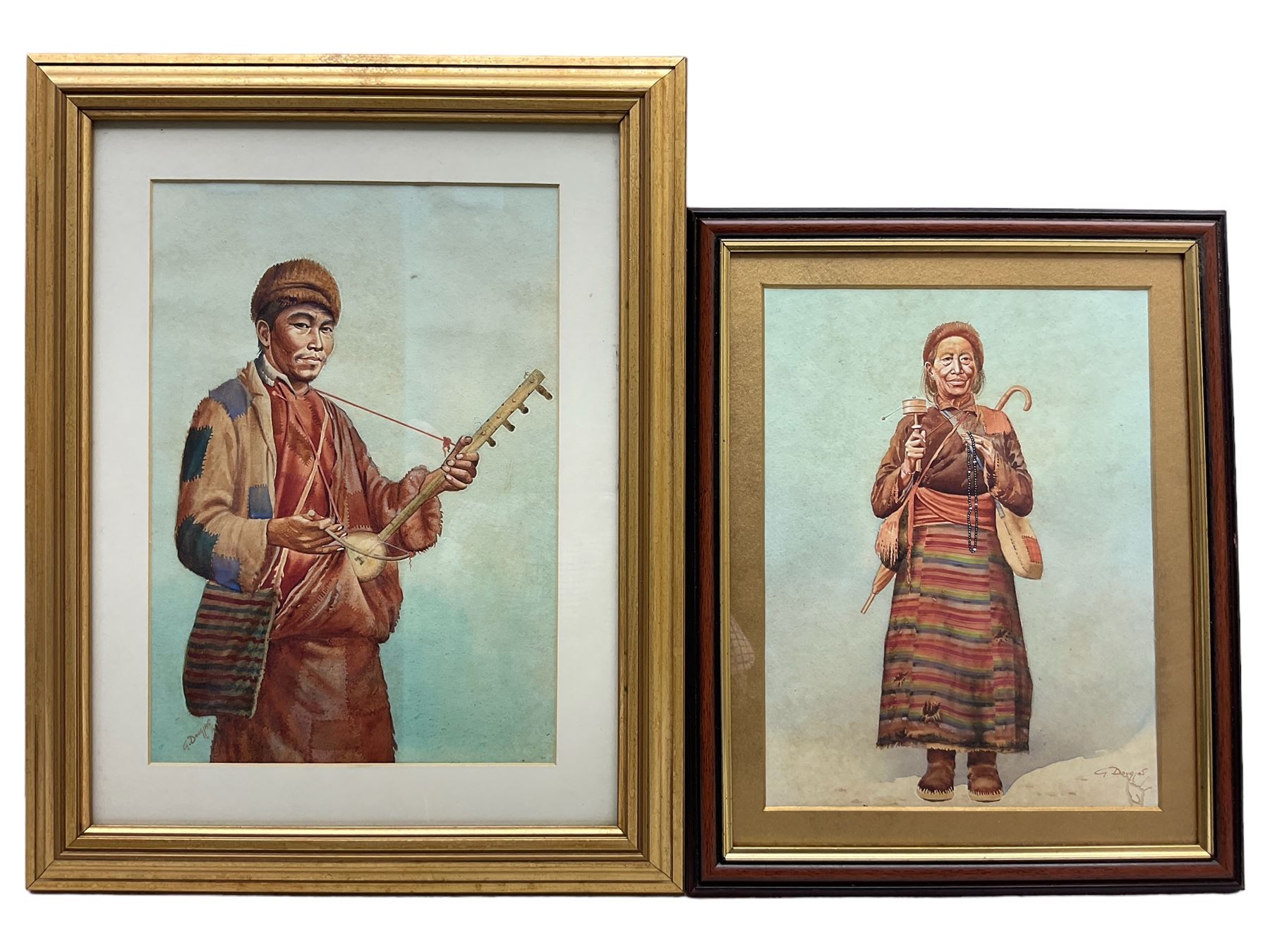 Goray Douglas (Burmese/Indian 1920-1976): Male and Female Portrait Studies, two watercolours signed 33cm x 23cm and 30cm x 22cm (2)