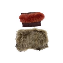 White Saga fox stole, together with Cresta Red fox fur hat, Red fox fur headband, a set of fur headband and match cuffs, Harris Tweed clutch bag with fur trim, a fur clutch bag and an Ostrich feather and mohair scarf. 