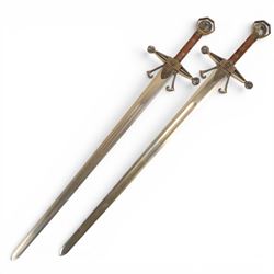 Two Robin Hood sword replicates, with jewel set handle, overall L117cm