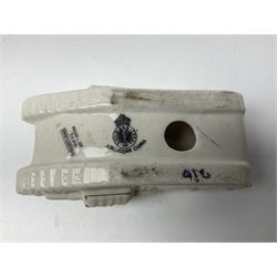 Ten WW1 crested china military models of tanks and field guns; various makers including Goss, Grafton China, Arcadian China, Savoy China etc; various crests including Portsmouth, Brighton, Pendleton, Paignton, Cowes, Flamborough etc (10)