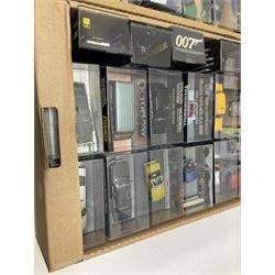 Fabbri James Bond Collection - over one-hundred and fifty die-cast models in perspex display cases as issued periodically; and quantity of associated magazines (in six boxes)