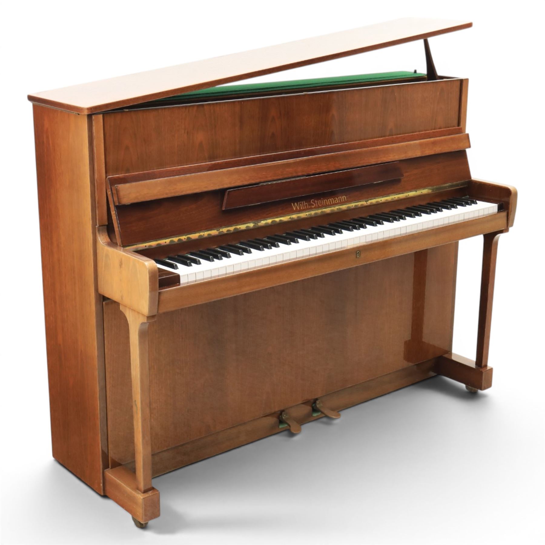 Wilh. Steinmann - 20th century East German mahogany veneered upright piano, together with matching stool