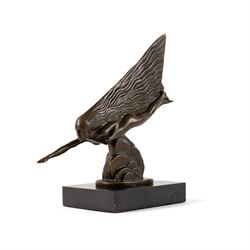 After Riviere - The Comet, upon a square marble base, H17cm