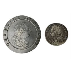 George II 1758 shilling and George III 1797 cartwheel twopence coin