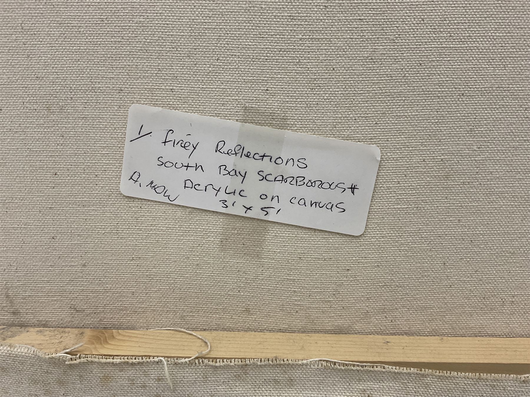 Alice Maw (British 1942-):  ‘Heavenly Sky - South Bay Scarborough’, acrylic on canvas signed, titled verso 92cm x 153cm (unframed)