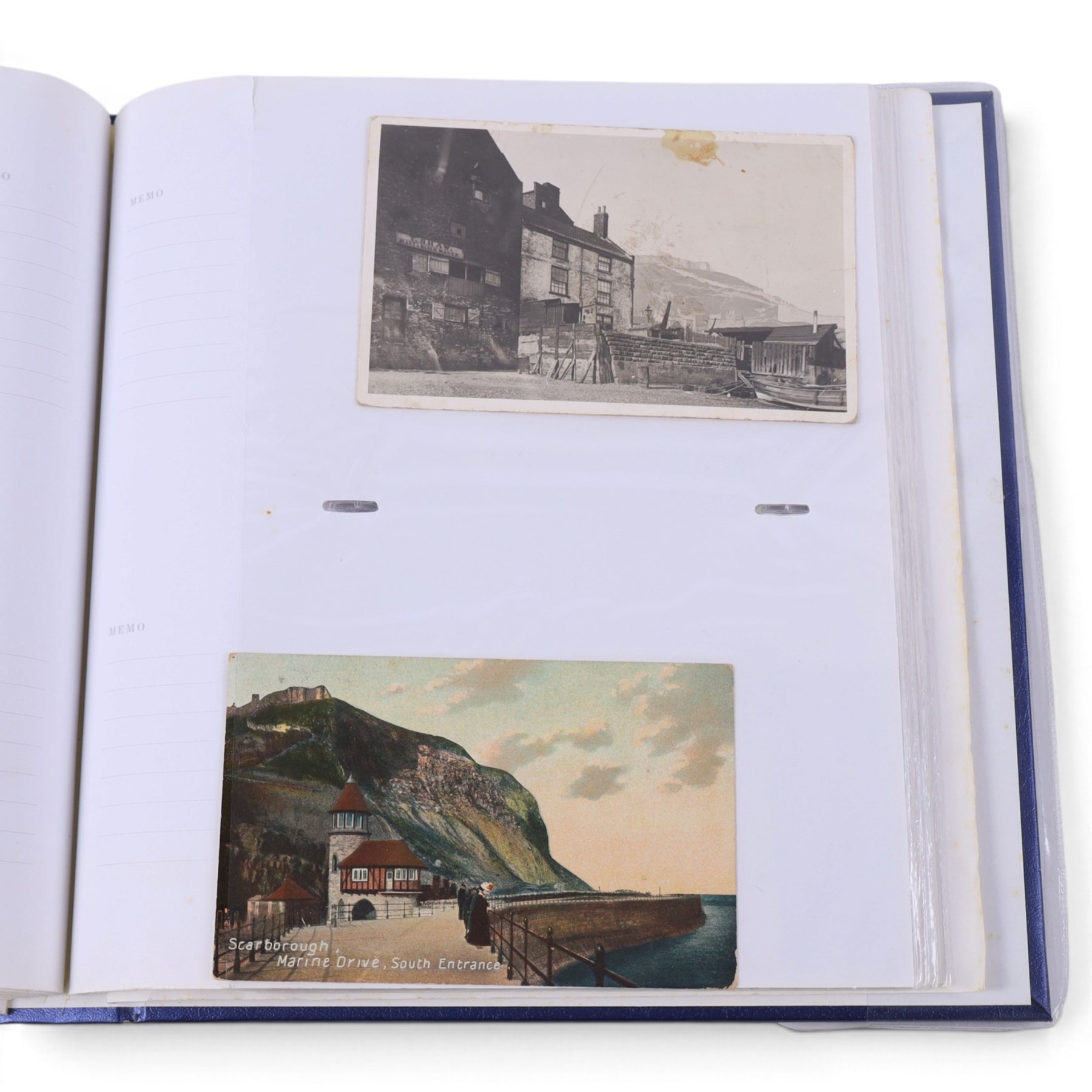 Collection of local Scarborough post cards, including South Bay, The Spa, Churches, novelty examples, black and white examples, etc contained within various albums, (approximately 780)