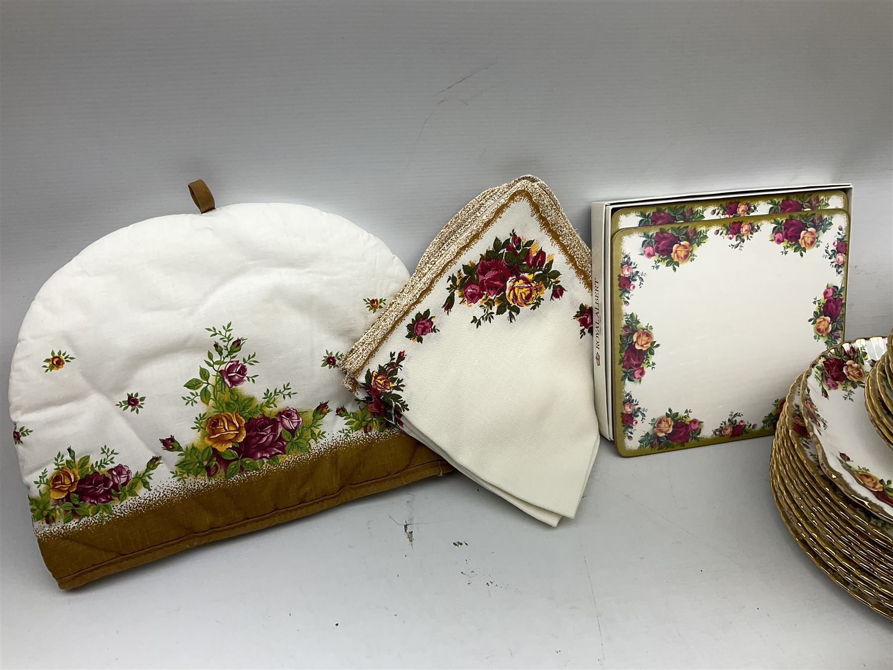 Royal Albert Old Country Roses pattern tea and part dinner service, to include teapot, two open sucriers, two jugs, thirteen cups and saucers, sixteen dessert plates, two cake plates, twelve dinner plates, sauce boat and saucer, etc (approx 114) 