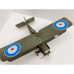Radio controlled bi-plane, modelled as a British Royal Aircraft Factory S.E.5a fighter aircraft 'F-943', with Saito 45 special engine and Focus 6 controller, untested