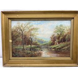 English School (Early 20th century): Landscapes, set of three oils on canvas, two indistinctly signed and dated 1919, the largest titled verso, 28cm x 45cm diminishing (3)