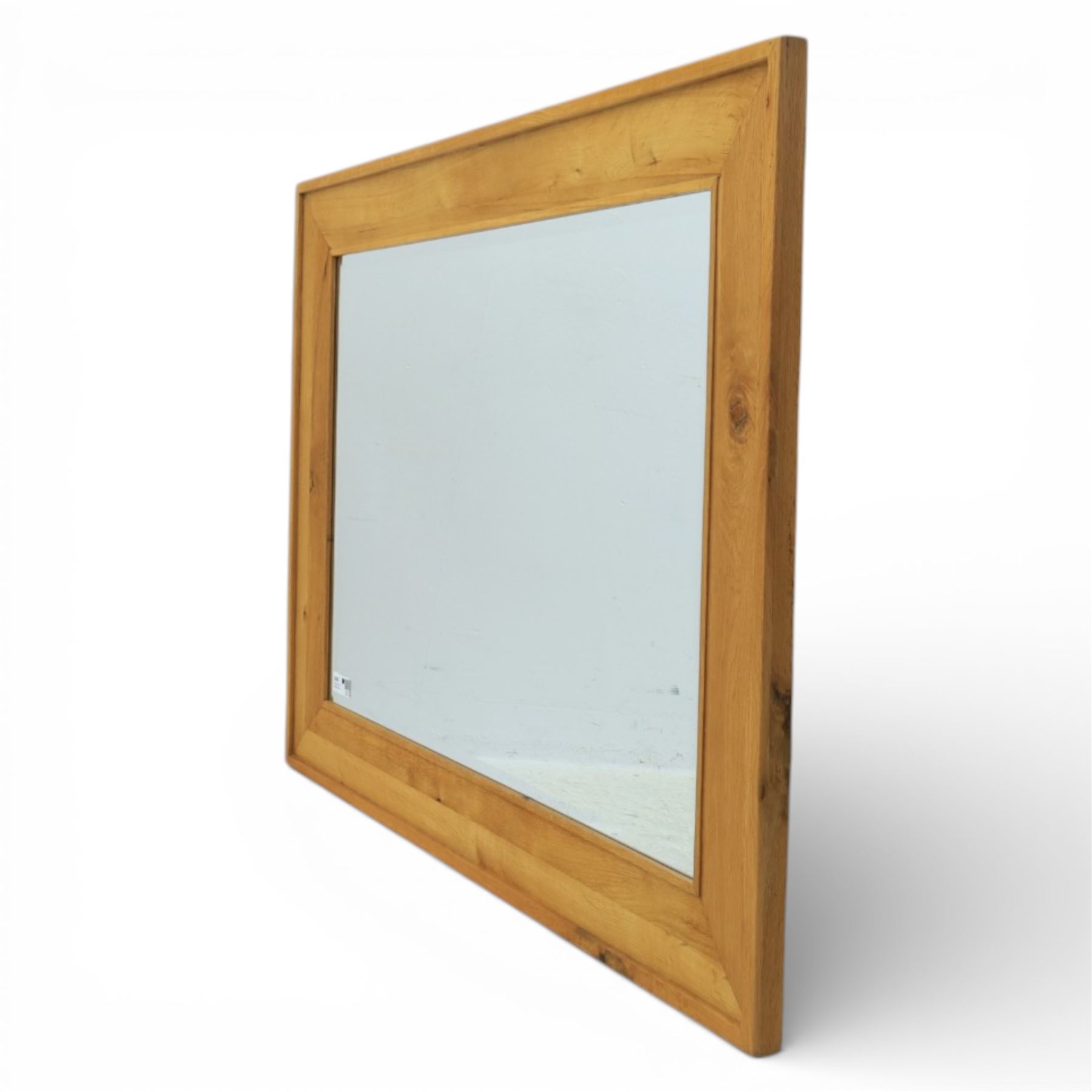 Modern oak framed wall mirror, moulded frame