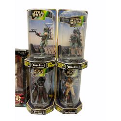Star wars - eight Kenner rotating figures in bow-fronted boxes; Hasbro Action Collection figure of Obi-Wan-Kenobi, boxed; and ten unopened blister packed Episode 1 figures (19)
