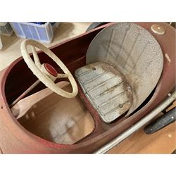 Tri-ang pressed steel Grand Prix Vanwall child’s pedal racing car, English 1960s, finished in red with racing No.3, original white plastic steering wheel, metal bucket seat, bonnet air intake, chrome plated side exhaust, chrome spoked wheels with chrome plated spinners, black solid rubber tyres L121cm W53cm H46cm)