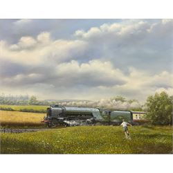 Michael Smart (British Contemporary): Running towards the Peppercorn A1 Pacific 60116 Hal O’ the Wynd, oil on canvas signed and dated '94, 59cm x 75cm