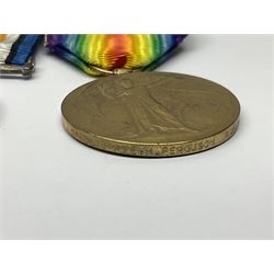 WWI pair of medals comprising British War Medal and Victory Medal awarded to G/62196 Pte. H. Ferguson R. Fus. with ribbons on wearing bar; together with bronze memorial plaque to Henry Ferguson (3)