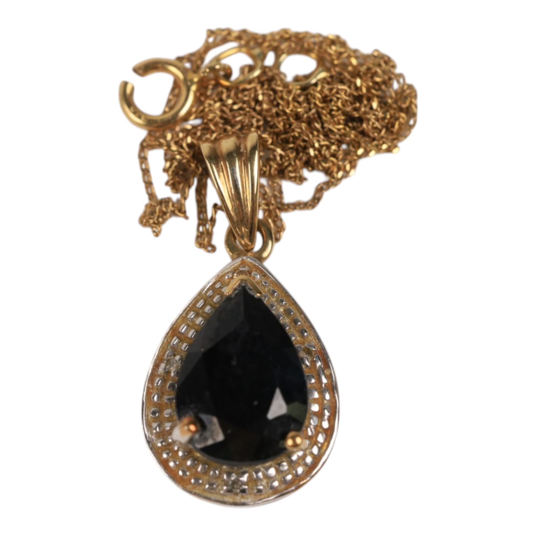 9ct gold stone set jewellery, including pendant necklace, ring and a collection of stud earrings, including some single studs and an 8ct gold ring