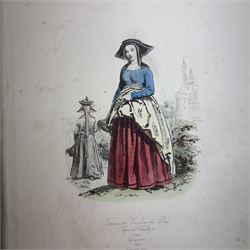 Modes et Costumes Historiques Français, Pauquet frères, Published by Bureaux des modes et des costumes historiques, circa 1900, colour plates, (lacking boards, title page and possibly a number of initial plates)