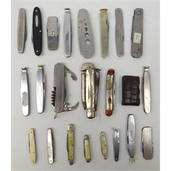  Early 20th century and later pocket knives, mostly stainless steel examples, mother-of-pearl backed etc   