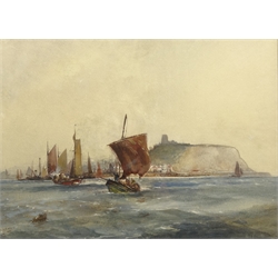  Frank Henry Mason (Staithes Group 1875-1965): Fishing Boats off Scarborough, watercolour signed 24cm x 33cm  DDS - Artist's resale rights may apply to this lot    
