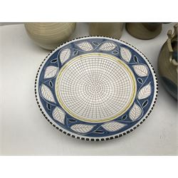 Collection of studio pottery, including Punch set with eight cups, two Paul Murray jugs, dishes, etc 