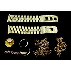 9ct gold watch bracelet and other 9ct gold links, all tested or hallmarked, approx 23.8gm
