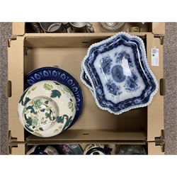 Collection of ceramics and metalware, to include Masons Chartreuse large jar and Copeland Spode's serving dishes, in three boxes