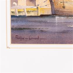 Kenneth W Burton (British 1946-): 'Padstow - Cornwall', watercolour signed and titled 16cm x 33cm
