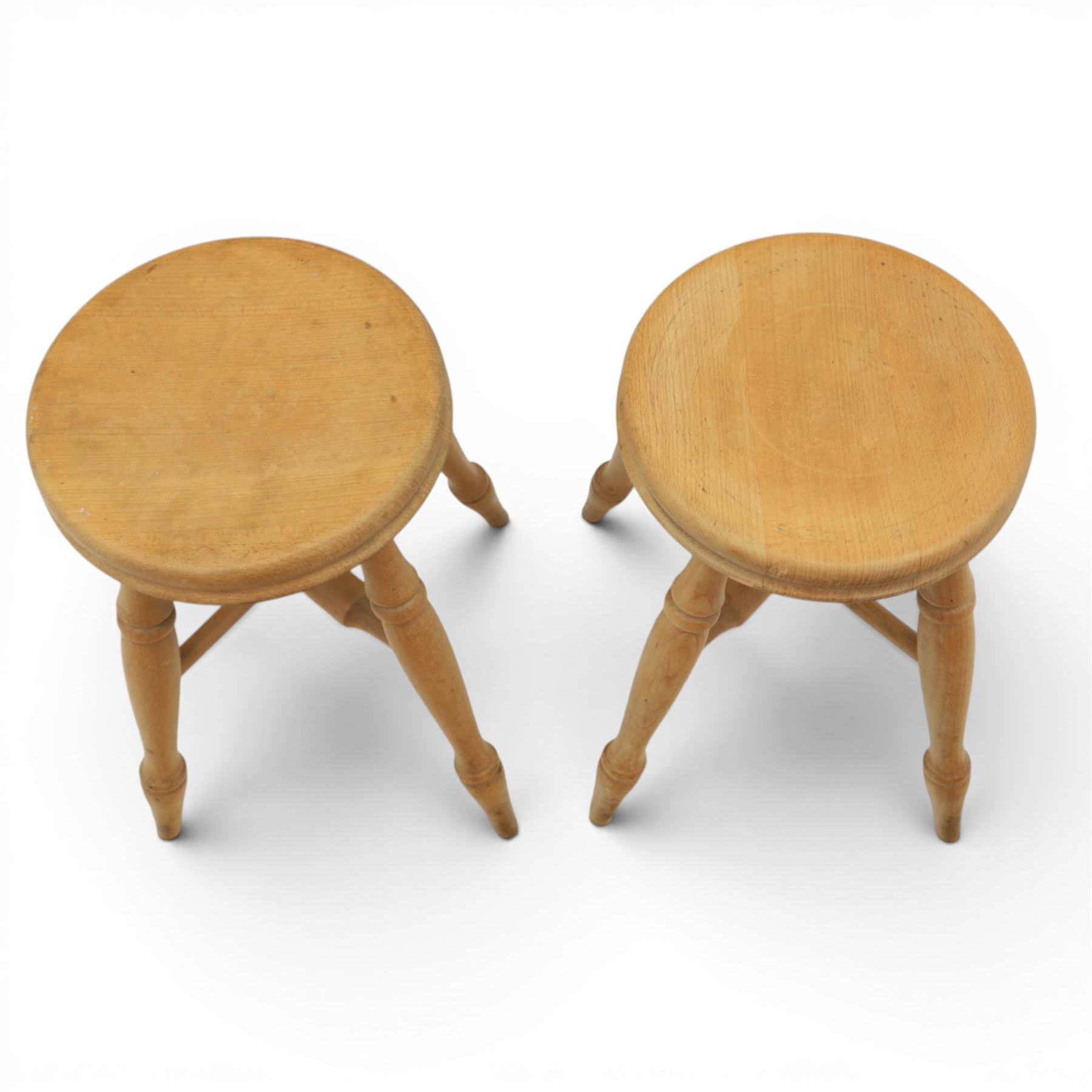 20th century traditional pine dining table together with four chairs and two stools