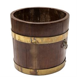 19th century Coopered brass bound planter of circular form, D27cm