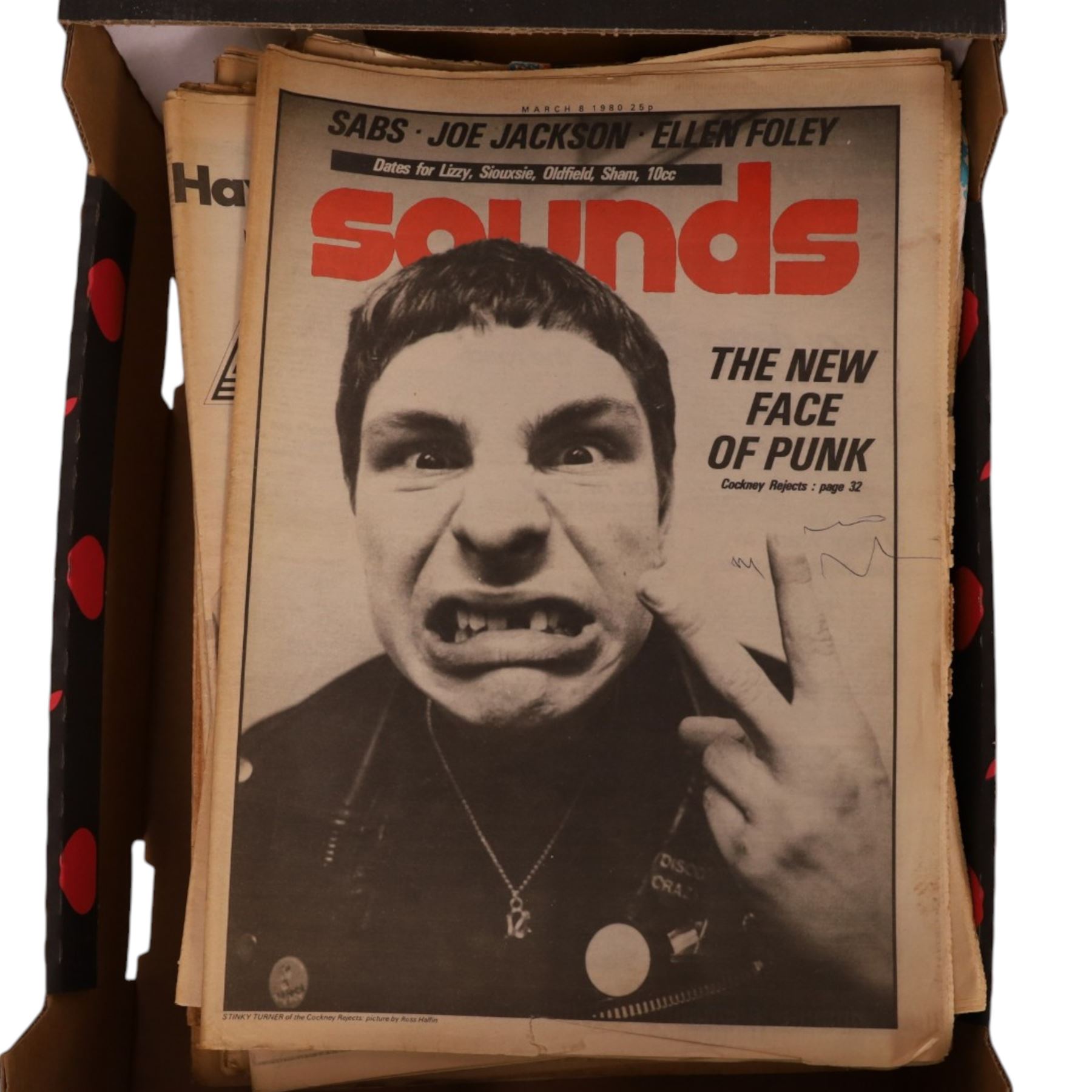 1980s 'Sounds' music magazines, approximately two-hundred and seventy spanning the years 1980-1986