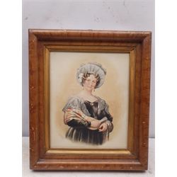 W Hubbard (British 19th century): Elegant Lady, watercolour signed and dated 1852, 26cm x 21cm