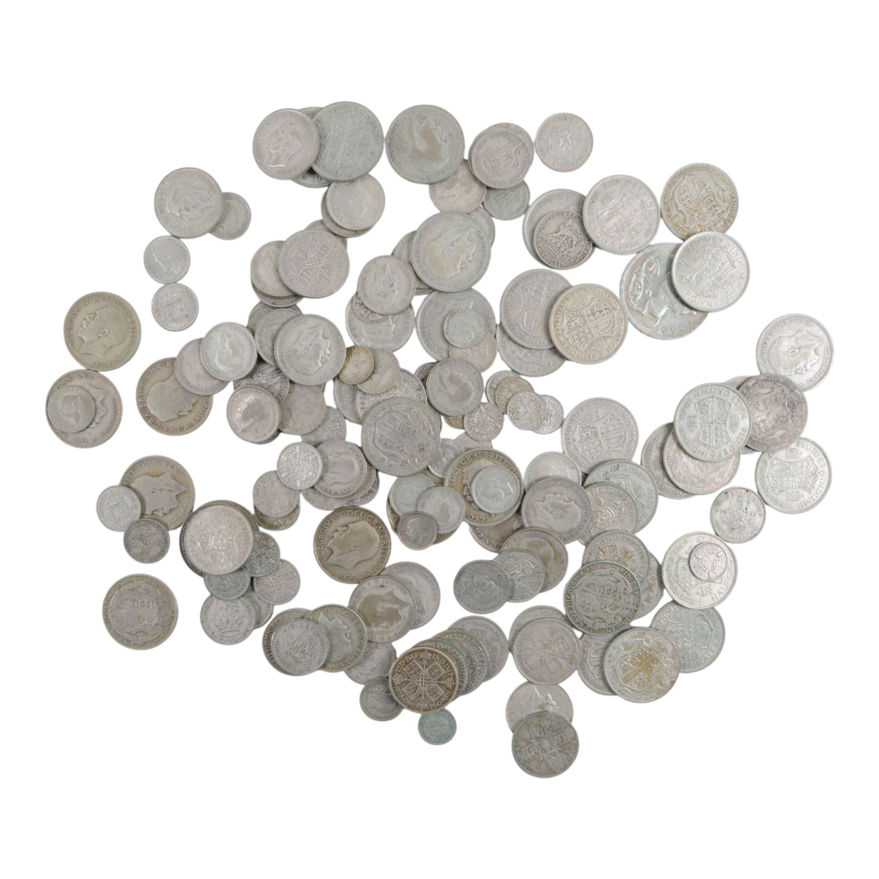 Approximately 1170 grams of Great British pre-1947 silver coins