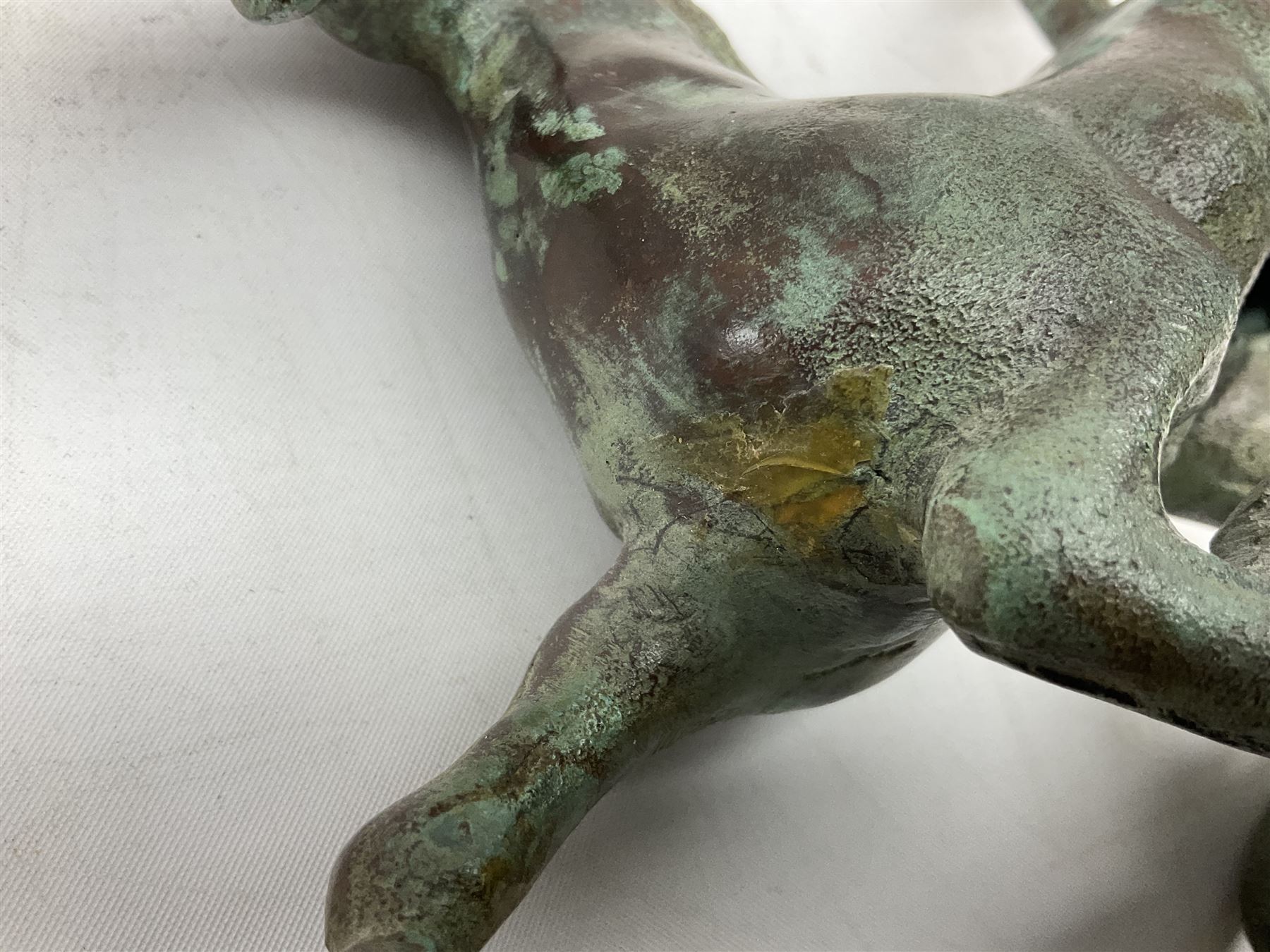 Chinese bronzed Flying Horse of Gansu, modelled upon a flying swallow, H16cm