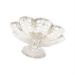 1930s silver pedestal bowl with pierced side, hallmarked Sheffield 1933, makers mark SH  & Co probably Sydney Hall & Co, H6cm