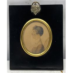 English School (Early 19th Century): A Wise Old Man, oil on copper miniature portrait unsigned 6cm x 5cm; English School (Early 19th Century): Portrait of Lady, watercolour unsigned, inscribed indistinctly verso and dated 1812 beneath mount 7cm x 6cm (2)