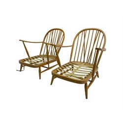 Ercol - 'Windsor' three seat settee (W175cm, H77cm); and pair ercol 'Windsor' easy armchairs (W70cm, H77cm), (no cushions, frames only)