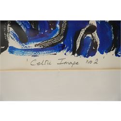 Gillian Ross Kelsey (British 1935-2025): 'Celtic Image No 1' and 'Celtic Image No 2', two acrylic monotypes signed and titled in pencil max 70cm x 110cm (2)