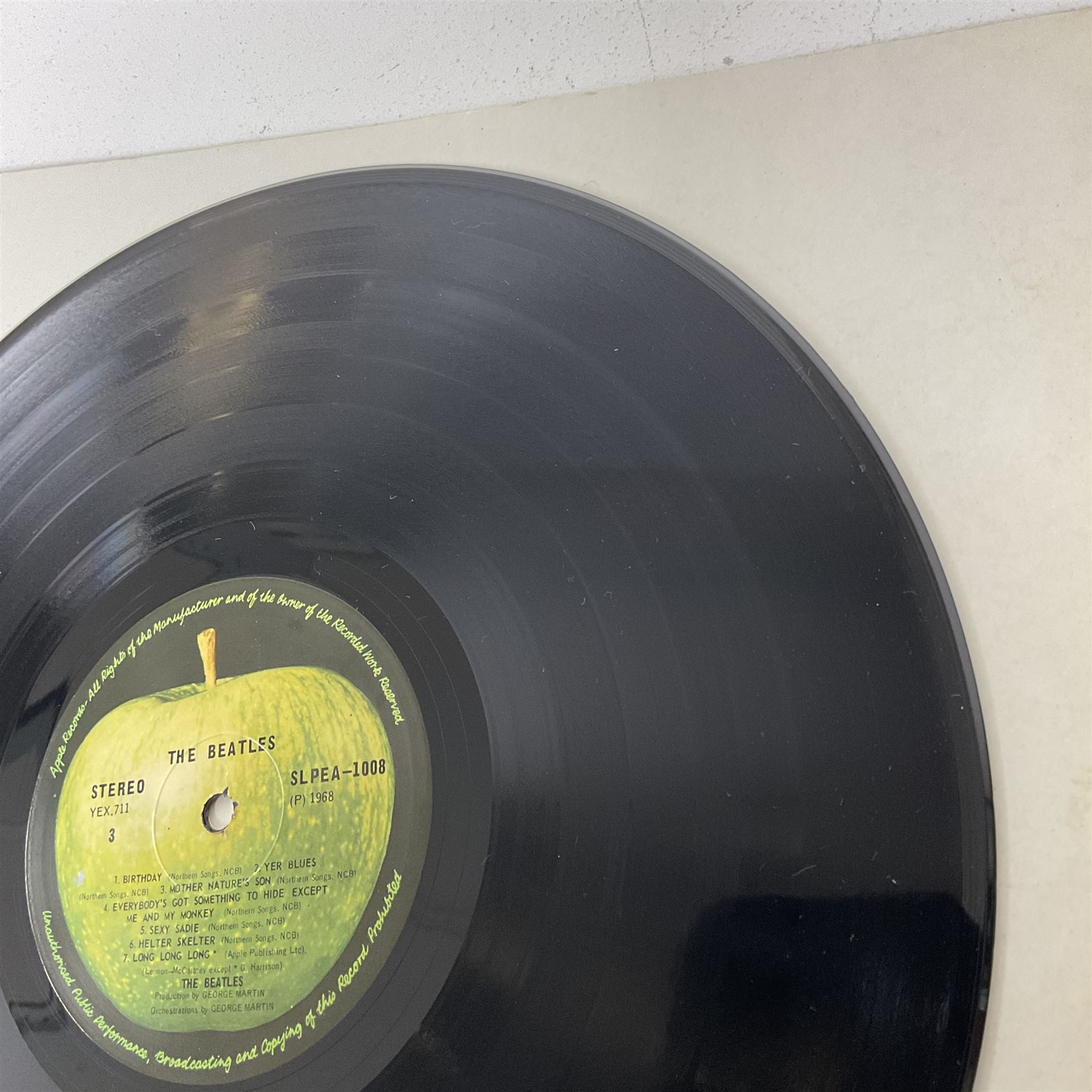 The Beatles White album vinyl record, with side opening gatefold sleeve, Apple Records, Stereo, SLPEA-1007 and 1008, YEX 710, 711 and 712