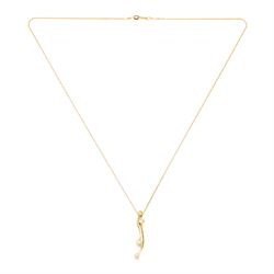 18ct gold pendant necklace, the pendant bezel set with four round brilliant cut diamonds, on a box link chain necklace, stamped 750, total diamond weight approx 0.15 carat
