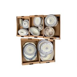 Victorian and later transfer print dinnerware's, including covered tureens, serving platte...