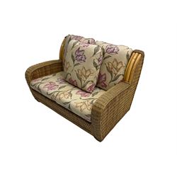 Two seat bamboo and wicker conservatory sofa