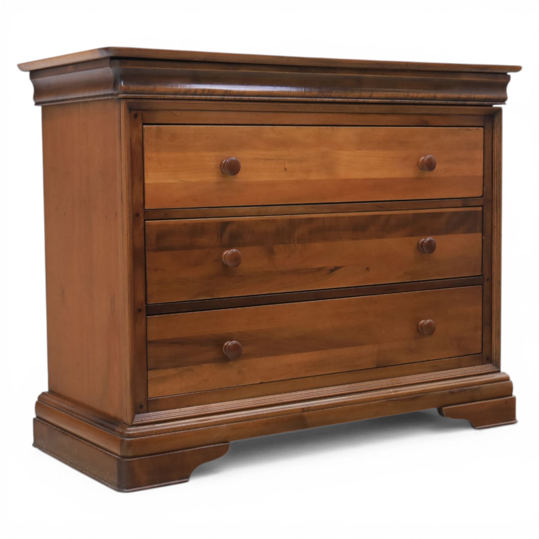 Willis & Gambier - French cherry wood chest fitted with three drawers, on bracket feet