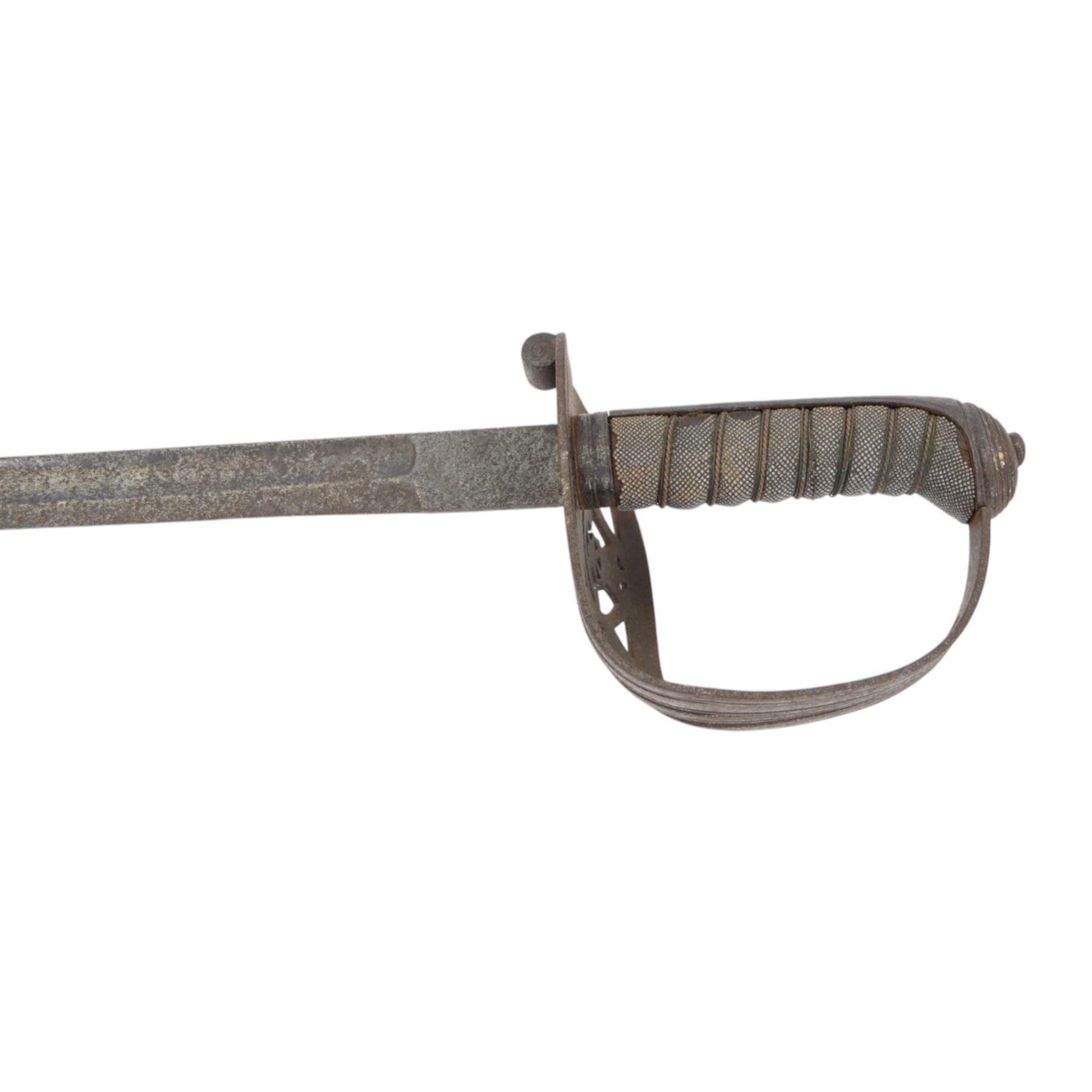 Victorian Rifle Regiment officer's sword,  1827 pattern, with 78cm steel blade, wirebound fishskin grip, overall L92cm