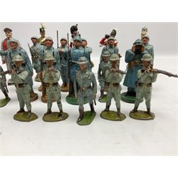 Ten various composition figures of French soldiers, possibly by Elastolin, H9cm; and eight lead figures of French soldiers; together with five modern metal figures of soldiers (23)