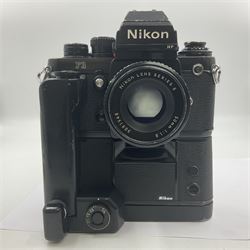 Nikon F3P camera body, serial no. P9005407, with 'Nikon Series E 50mm 1:1.8' lens, serial no. 3091948, Nikon Motor Dive, serial no.342660 and Nikon MK1 Firing Rate Converter 