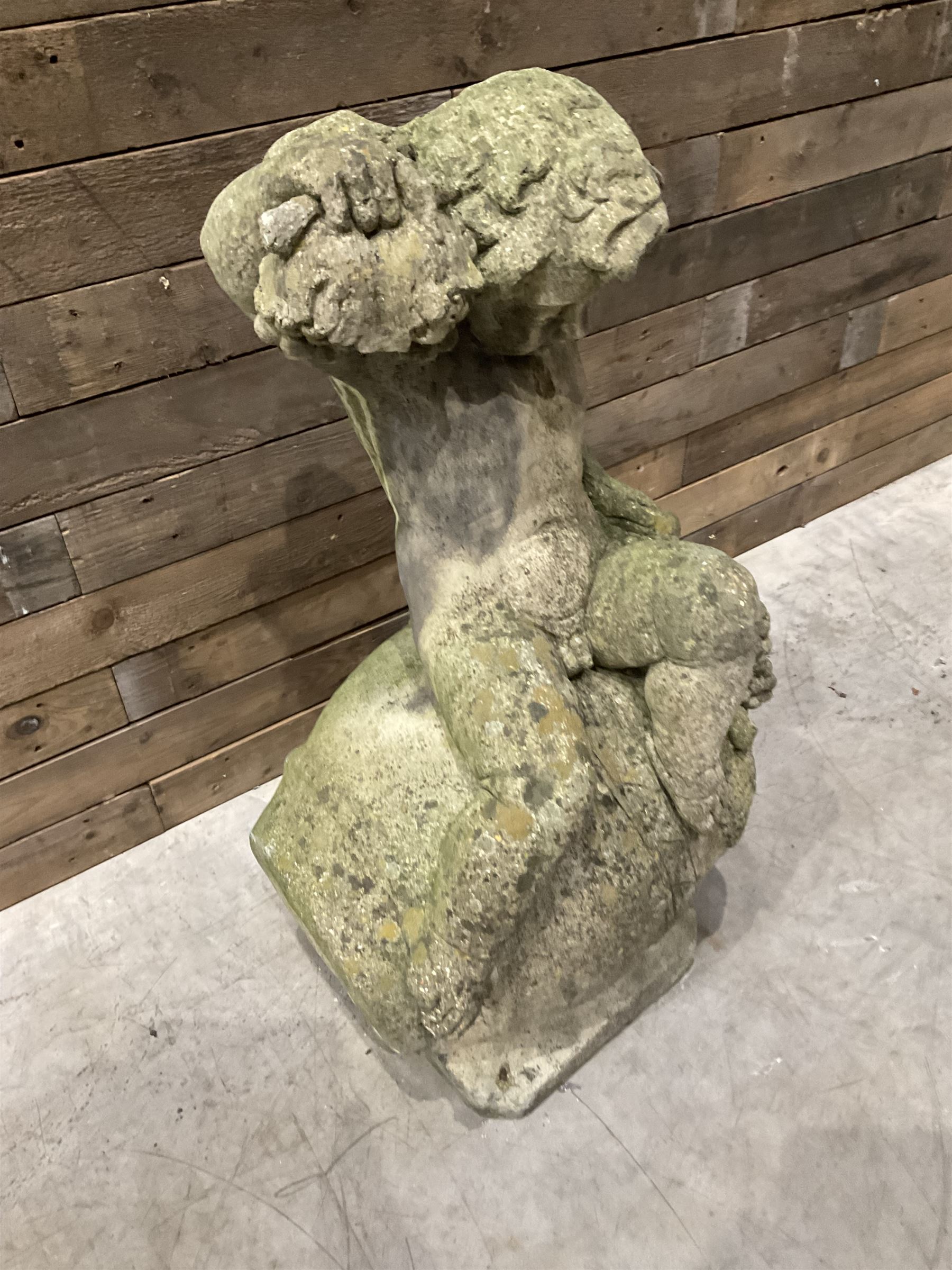 Cast stone garden figure - grape carrier on barrel