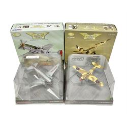 Corgi - four Aviation Archive mostly 1:72 scale models comprising ‘WWII Aircraft of the MTO’ AA36802, ‘Eight Air Force’ AA32208; in original boxes; 1:72 scale ‘WWII Legends’ AA35204 and 1:144 scale ‘Pioneers of Aviation’ AA30012, in plastic display cases (4)