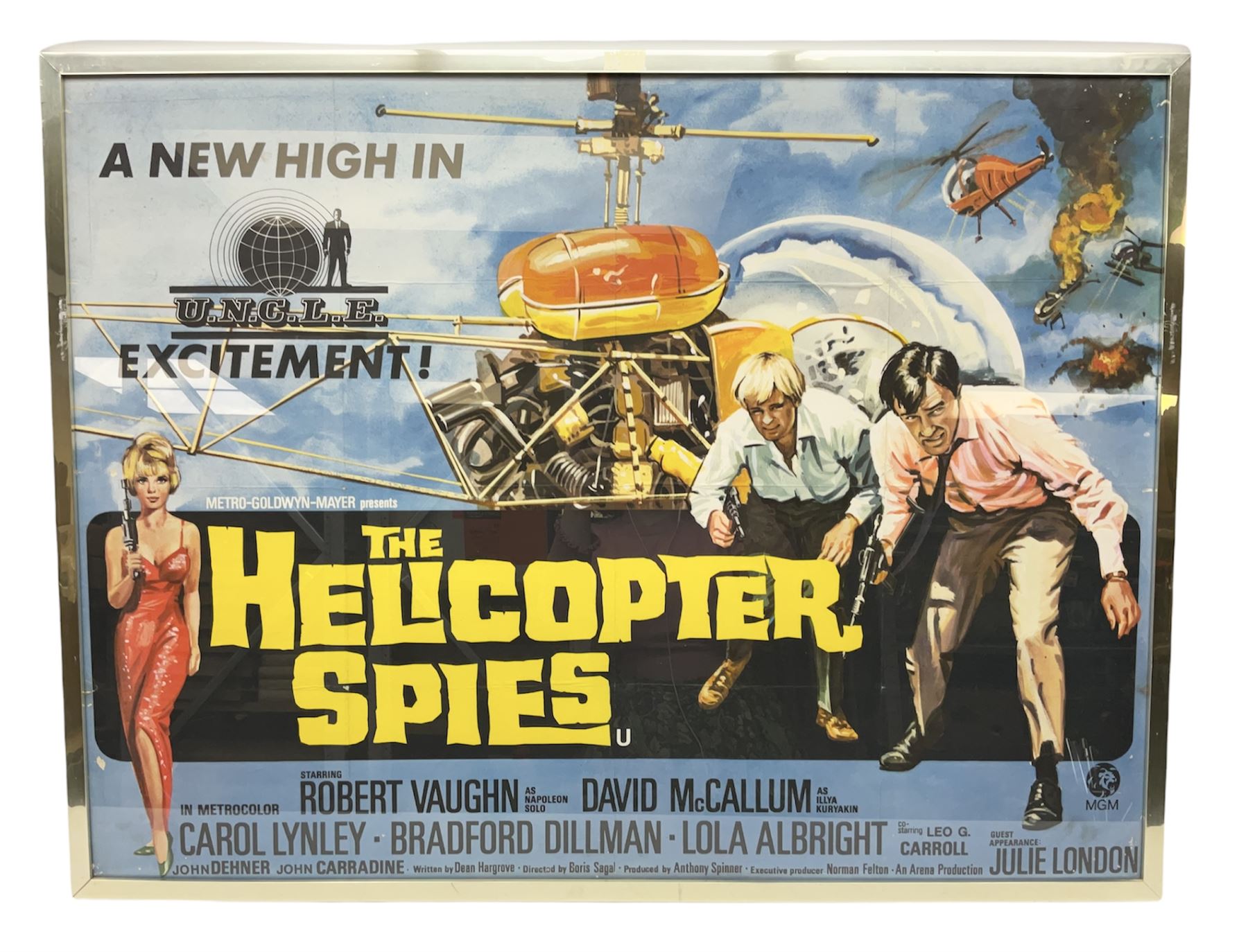 Helicopter Spies - Man from Uncle poster, framed and glazed, overall H79cm L104cm