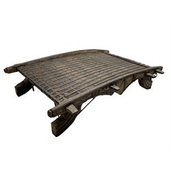 19th century Indian elephant 'Howdah' saddle, hardwood and iron bound 